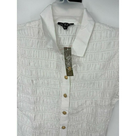 J.Crew Smocked Button-Up Shirt in Cotton-Blend Voile White Size S - Picture 5 of 5